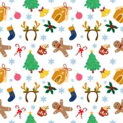 Pattern Bundle - Seamless 3D Pattern PBR Texture Featuring Cute Christmas Icons in Bright Colors texture preview