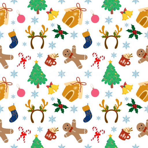 Pattern Bundle - Seamless 3D Pattern PBR Texture Featuring Cute Christmas Icons in Bright Colors texture preview