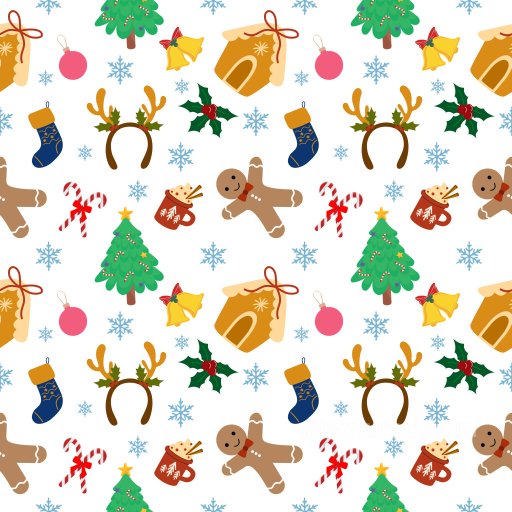 Pattern PBR Texture Featuring Cute Christmas Icons in Bright Colors seamless Pattern Bundle PBR texture