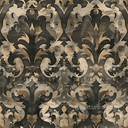 Ornamental Camouflage Texture with Baroque Pattern and Earthy Palette seamless Color Camouflage PBR texture
