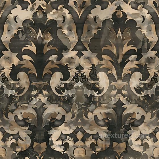 Ornamental Camouflage Texture with Baroque Pattern and Earthy Palette Color Camouflage texture preview