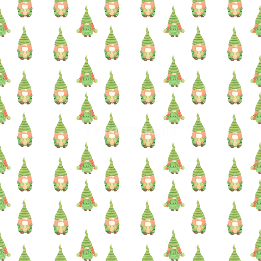 Seamless 3D PBR Texture Featuring Whimsical Green St Patrick Gnome Pattern
