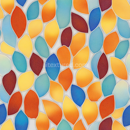 Seamless 3D PBR Texture of Colorful Leaf-Shaped Ceramic Mosaic Tiles texture preview