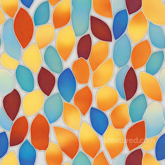 Colorful Leaf-Shaped Ceramic Mosaic Tiles Seamless Texture Mosaic texture preview