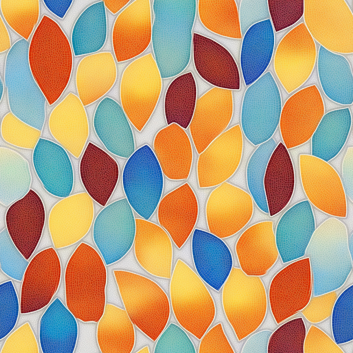 Colorful Leaf-Shaped Ceramic Mosaic Tiles seamless PBR texture preview