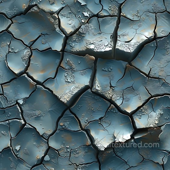 Cracked and Holed PBR Texture of Weathered Blue Paint with Jagged Fractures Cracked & Holes texture preview