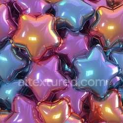 seamless Seamless 3D Inflated PBR Texture Featuring Colorful Reflective Star-Shaped Balloons texture 8k free download PBR