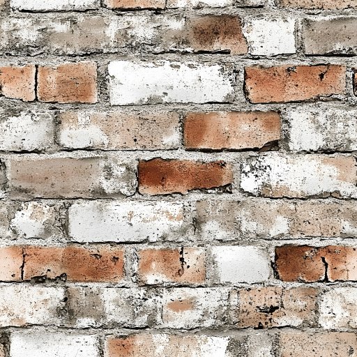 Cracked and Chipped Brick Wall PBR Texture in Mixed Red and White Hues seamless Brick PBR texture