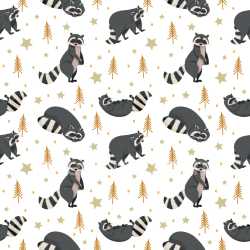 Pattern Bundle - Seamless 3D Pattern PBR Texture Featuring Playful Raccoon Motifs with Star and Tree Accen… texture preview