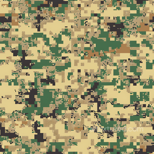Digital Desert Camouflage PBR Texture with Pixelated Blocks and Earthy Palette seamless Color Camouflage PBR texture