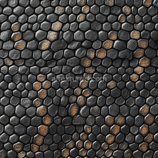 Seamless 3D PBR Texture of Dark Reptilian Skin with Detailed Scaled Hexagonal Pattern