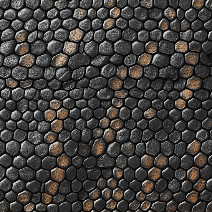 Dark Reptilian Skin with Detailed Scaled Hexagonal Pattern seamless PBR texture preview