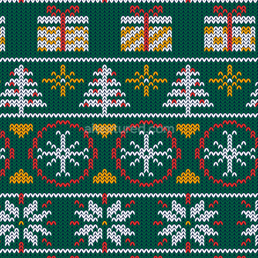 Seamless 3D PBR Knitted Christmas Digital Paper Texture with Festive Patterns