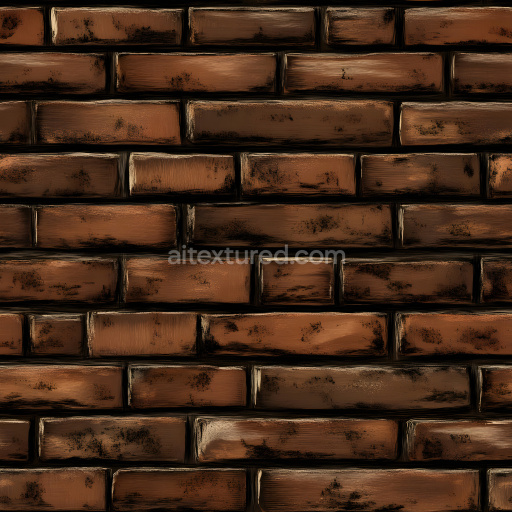 Seamless 3D Cracked and Chipped Brick Wall PBR Texture with Dark Spots