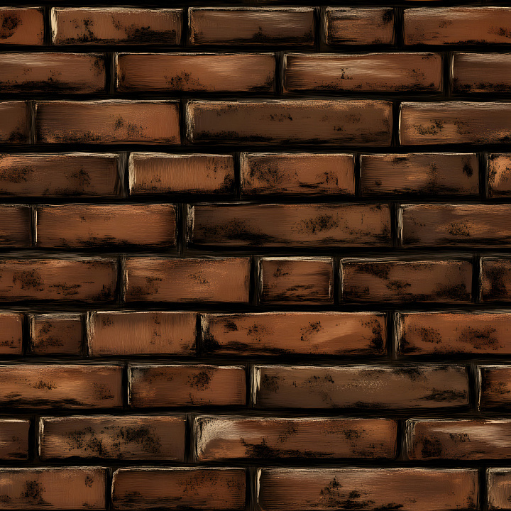 Cracked and Chipped Brick Wall with Dark Spots seamless PBR texture preview