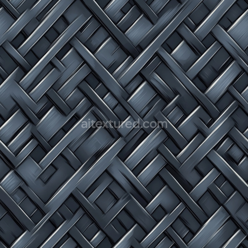 Seamless 3D PBR Woven Steel Metal Texture with Interlaced Pattern and Brushed Detailing