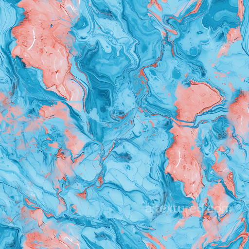 Marble Texture with Vivid Baby Blue and Coral Swirls seamless Marble PBR texture