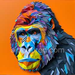 seamless Seamless 3D PBR Texture Featuring Vibrant Low-Poly Gorilla Face with Multicolor Facets texture 8k free download PBR