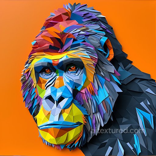 Animal - Seamless 3D PBR Texture Featuring Vibrant Low-Poly Gorilla Face with Multicolor Facets texture preview