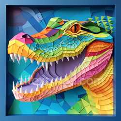 seamless Seamless 3D PBR Caiman Origami Style Texture Featuring Multi-Colored Geometric Scales texture 8k free download PBR