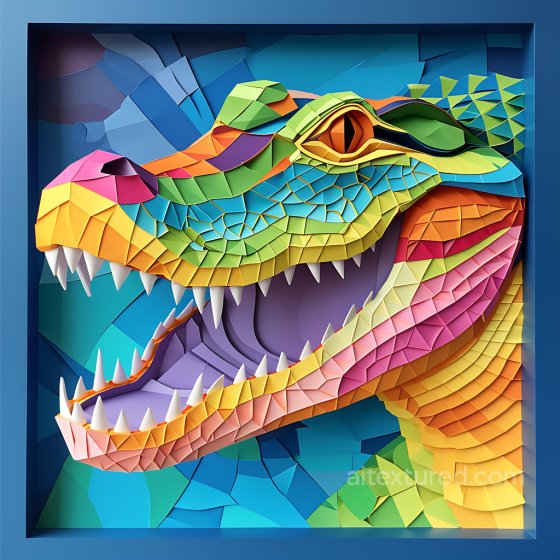 Caiman Origami Style Texture Featuring Multi-Colored Geometric Scales Animal texture preview