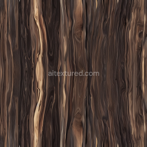 Seamless 3D PBR Texture of Exotic Dark Wood Planks with Wavy Grain