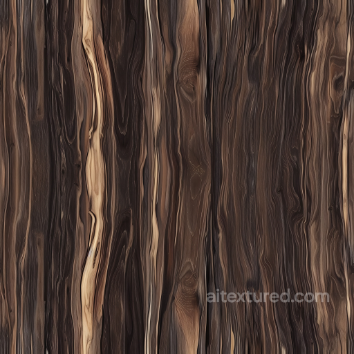 Exotic Dark Wood Planks Seamless Texture with Wavy Grain seamless Wood PBR texture