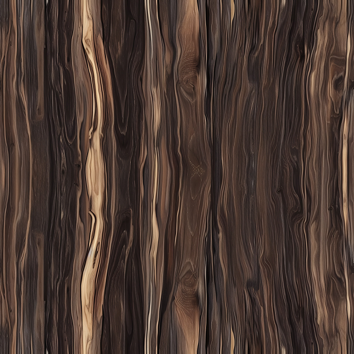 Exotic Dark Wood Planks with Wavy Grain seamless PBR texture preview