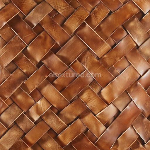 Seamless 3D Brown Distressed Leather PBR Texture with Woven Pattern