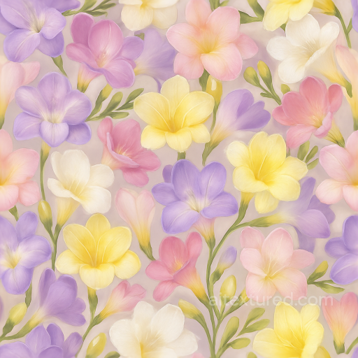 Of Fresh Freesia Sprays Showing Flower Translucency And Delicate Texture Details seamless Flowers PBR texture