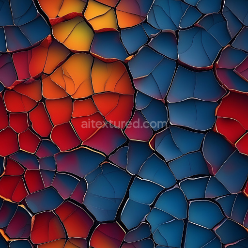 Preview — Seamless 3D PBR Cracked Ceramic Surface Texture with Colorful Fragmented Pattern