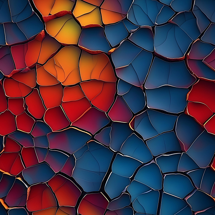 Cracked Ceramic Surface with Colorful Fragmented Pattern seamless PBR texture preview