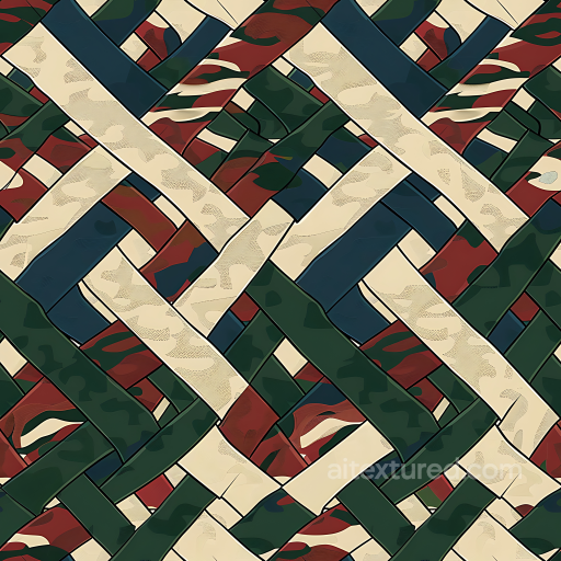 Woodland Camouflage PBR Texture with Interwoven Pattern and Muted Earth Tones seamless Color Camouflage PBR texture