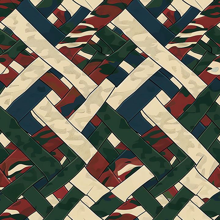 Woodland Camouflage with Interwoven Pattern and Muted Earth Tones seamless PBR texture preview