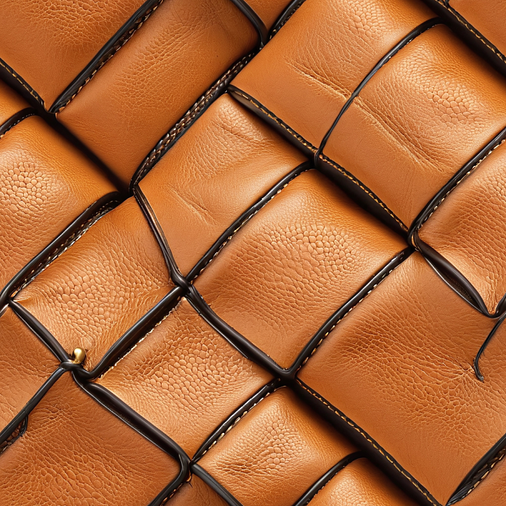 Quilted Tan Leather Featuring Detailed Grain and Stitching seamless PBR texture preview