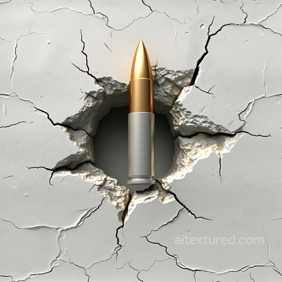 cracked plaster PBR texture featuring realistic bullet hole damage Cracked & Holes texture preview