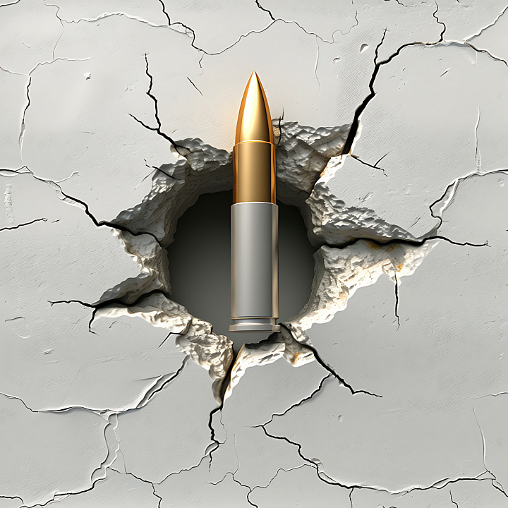 Cracked Plaster Featuring Realistic Bullet Hole Damage seamless PBR texture preview