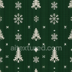 seamless Seamless 3D PBR Texture of Green Knitted Fabric with White Christmas Motifs texture 8k free download PBR