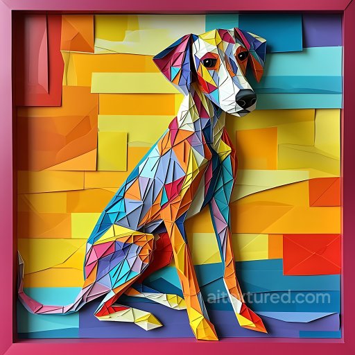 Animal - Seamless 3D PBR Texture of a Colorful Origami-Style Dog with Geometric Facets texture preview