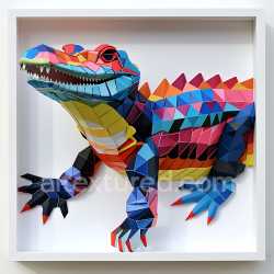 seamless Seamless 3D PBR Texture of Colorful Origami-Style Caiman Reptile Scales texture 8k free download PBR