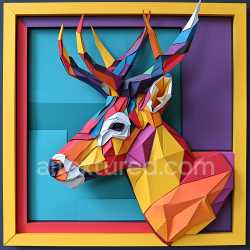 seamless Seamless 3D PBR Texture of Vibrant Origami Style Chamois Head texture 8k free download PBR