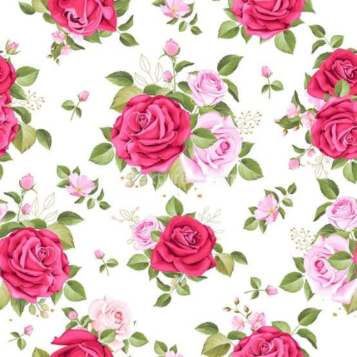 Seamless 3D PBR Texture of Pink and Red Rose Floral Fabric Pattern