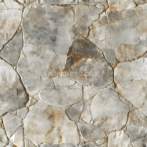 Seamless 3D Weathered Stone Wall PBR Texture with Detailed Cracks and Color Variations