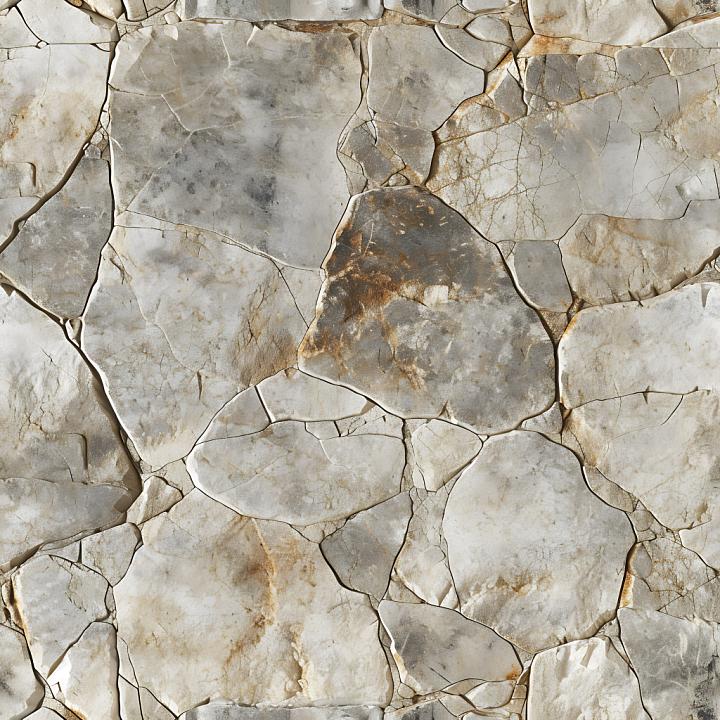 Weathered Stone Wall with Detailed Cracks and Color Variations seamless PBR texture preview