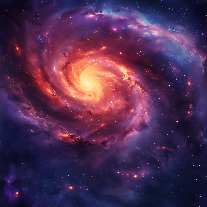 Space Featuring Glowing Spiral Galaxy Nebula in Vivid Colors seamless PBR texture preview