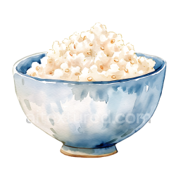 seamless Watercolor Puffed Rice Cereal Bowl Breakfast Illustration in Blue Bowl texture 8k free download PBR