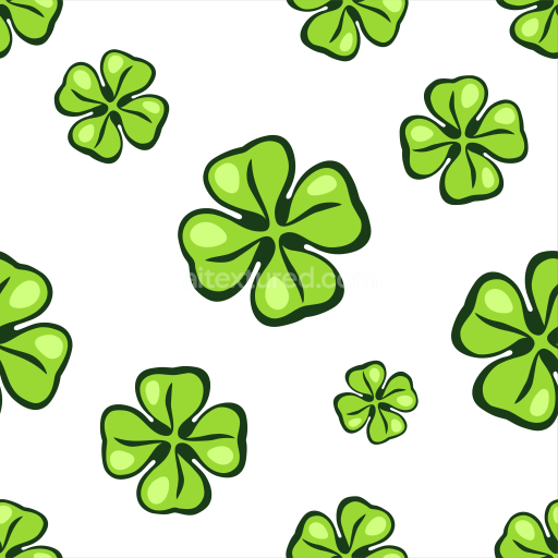 Seamless 3D PBR Texture of Green Shamrock Pattern on White Background