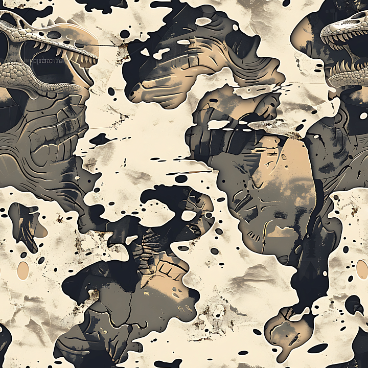 Stylized Desert Camouflage With Dragon Motifs And Organic Shapes seamless PBR texture preview
