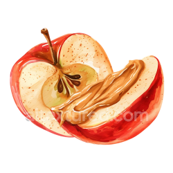 seamless Watercolor Style Apple Slices with Peanut Butter Breakfast Illustration texture 8k free download PBR