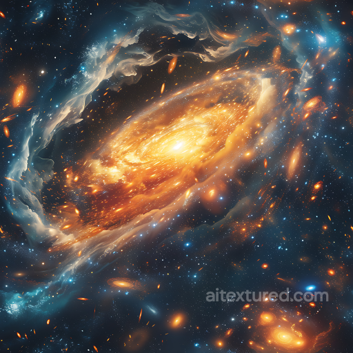 Space PBR Texture Featuring Glowing Galaxy Clouds and Nebula seamless Star, space, planets PBR texture